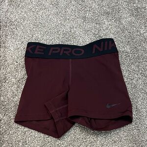 Nike Pro Women's Athletic Shorts - Maroon with Black Waistband